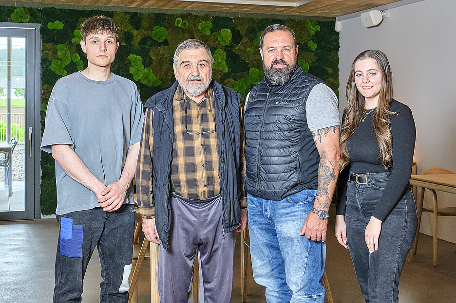 Les trois générations de la famille Ruocco (de gauche à droite): Eli, Pietro, Nino et Noa Ruocco.