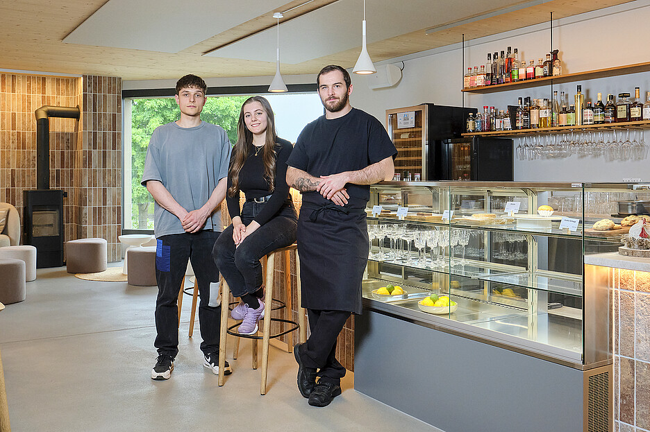 Une équipe bien rodée: Eli et Noa Ruocco avec le cuisinier Nico.