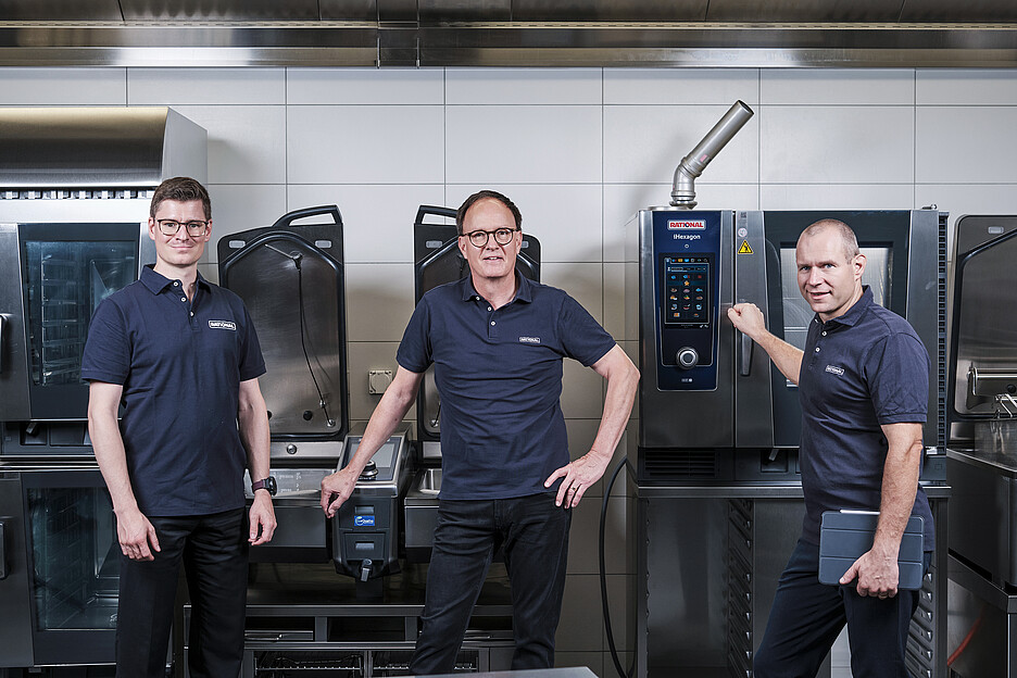 David Grob, Daniel Odermatt et Alfred Wolf (de g. à dr.): Travailler en étroite collaboration avec les clients et les partenaires pour garantir une qualité de service maximale et développer continuellement les techniciens, telle est la devise de l’équipe de service de Rational Schweiz AG.